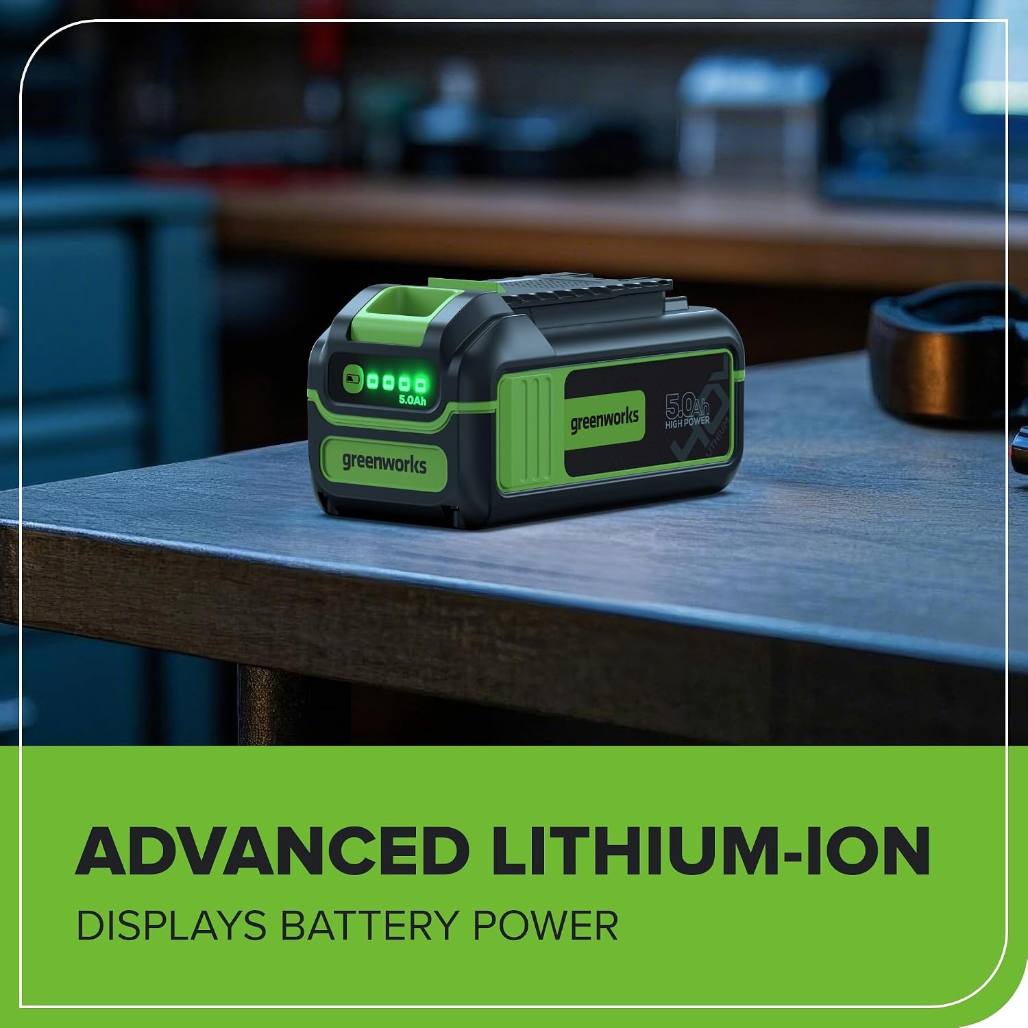 Greenworks 40V 5.0Ah Lithium-Ion High-Power Battery, Upgraded with 22% Power Boost (Genuine Battery / 75+ Compatible Tools)