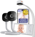 HUBBLE CONNECTED GoBaby AI Pro Twin — Ultra Clear HD Baby Monitor w/ 2 Cameras, 5' HD Home Display — Covered Face, Rollover & True Cry Alerts, Sleep Trainer & Soother — w/Flexible Mount, Power Cables