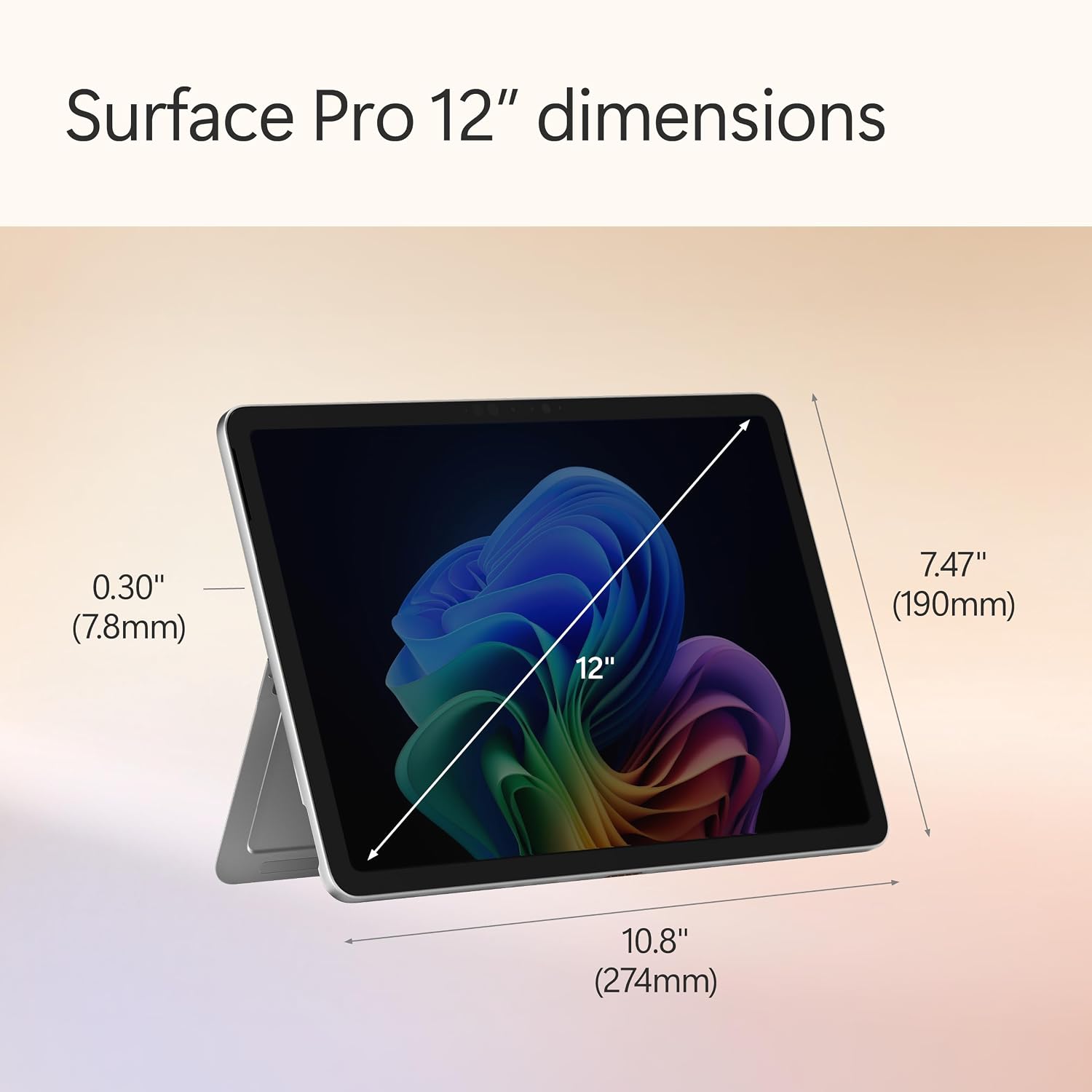 Microsoft Surface Pro 2-in-1 Laptop/Tablet (2025), Windows 11 Copilot+ PC, 12' Touchscreen Display, Snapdragon X Plus (8 Core), 16GB RAM, 256GB Storage, Platinum