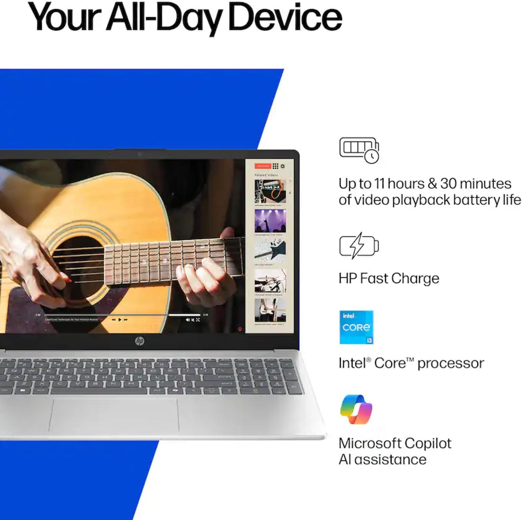 HP Laptop Computer with Office 365 for The Web, Intel 8-Core i3 Laptop, 1.5TB Storage (1TB SSD and 512GB External), 16GB RAM, 15.6' Full HD Display, Windows 11 w/o Mouse
