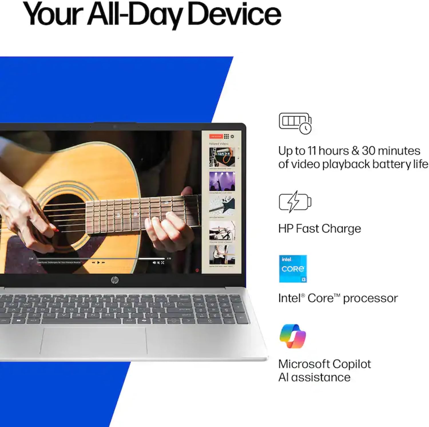 HP Laptop Computer with Office 365 for The Web, Intel 8-Core i3 Laptop, 1.5TB Storage (1TB SSD and 512GB External), 16GB RAM, 15.6' Full HD Display, Windows 11 w/o Mouse