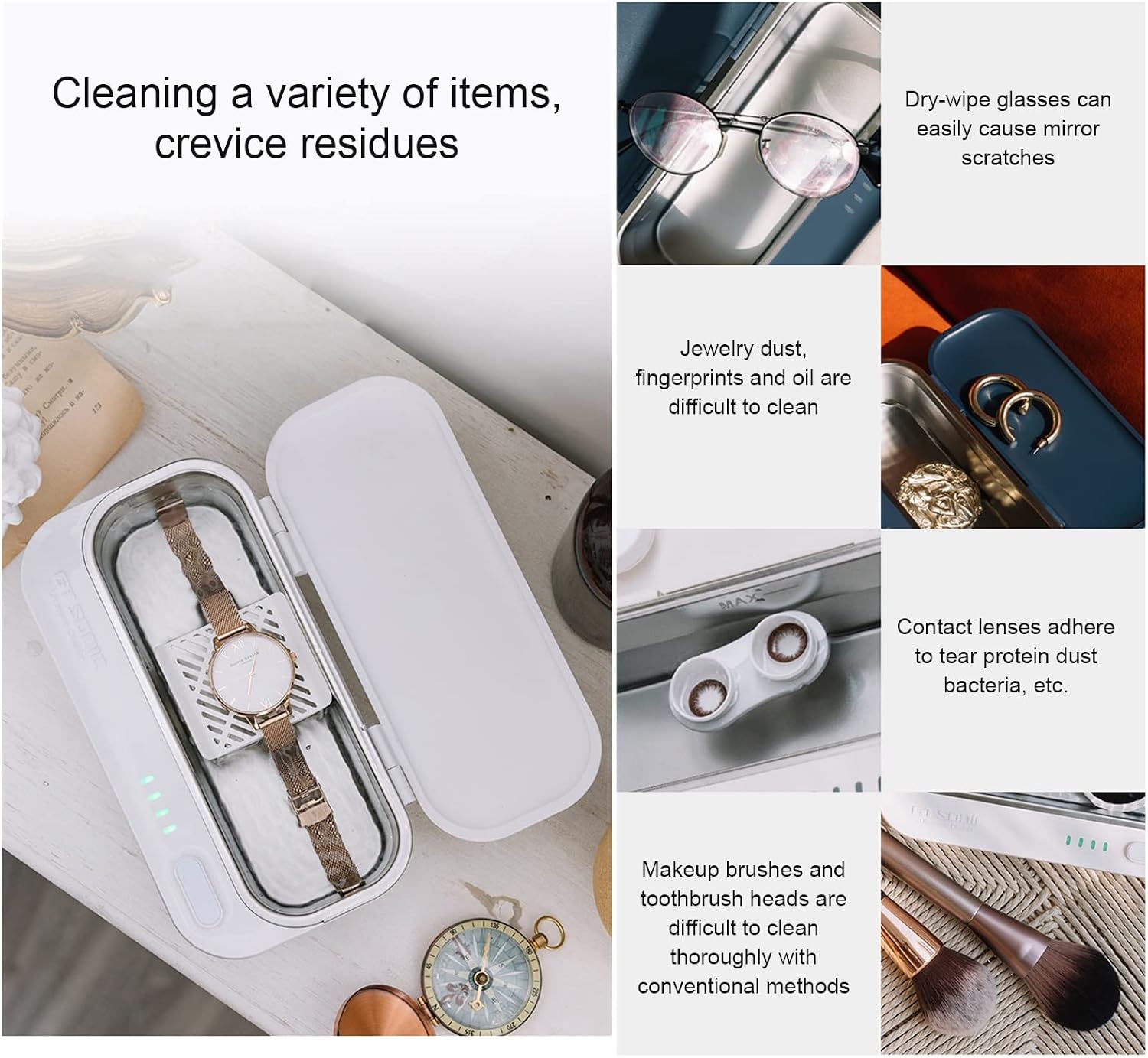 TXTC Small Ultrasonic Cleaner Solution Rechargeable Jewelry Cleaner,Ultrasonic Washing Machine for Jewellery, Watch, Glasses Cleaning,with Jewelry Basket-430ml (Color : Pink)