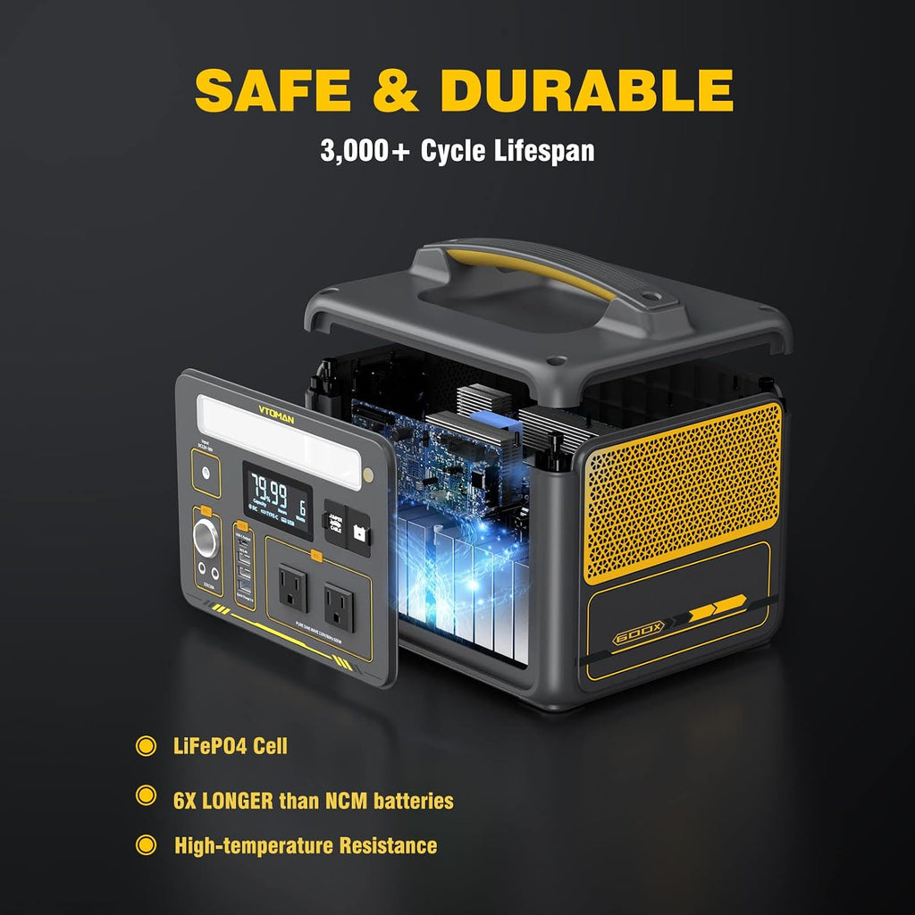 VTOMAN 600W Portable Power Station with 110W Panel, 299Wh Battery Powered Station for Camping, Road Trip, Fishing, Home Backup, Emergency