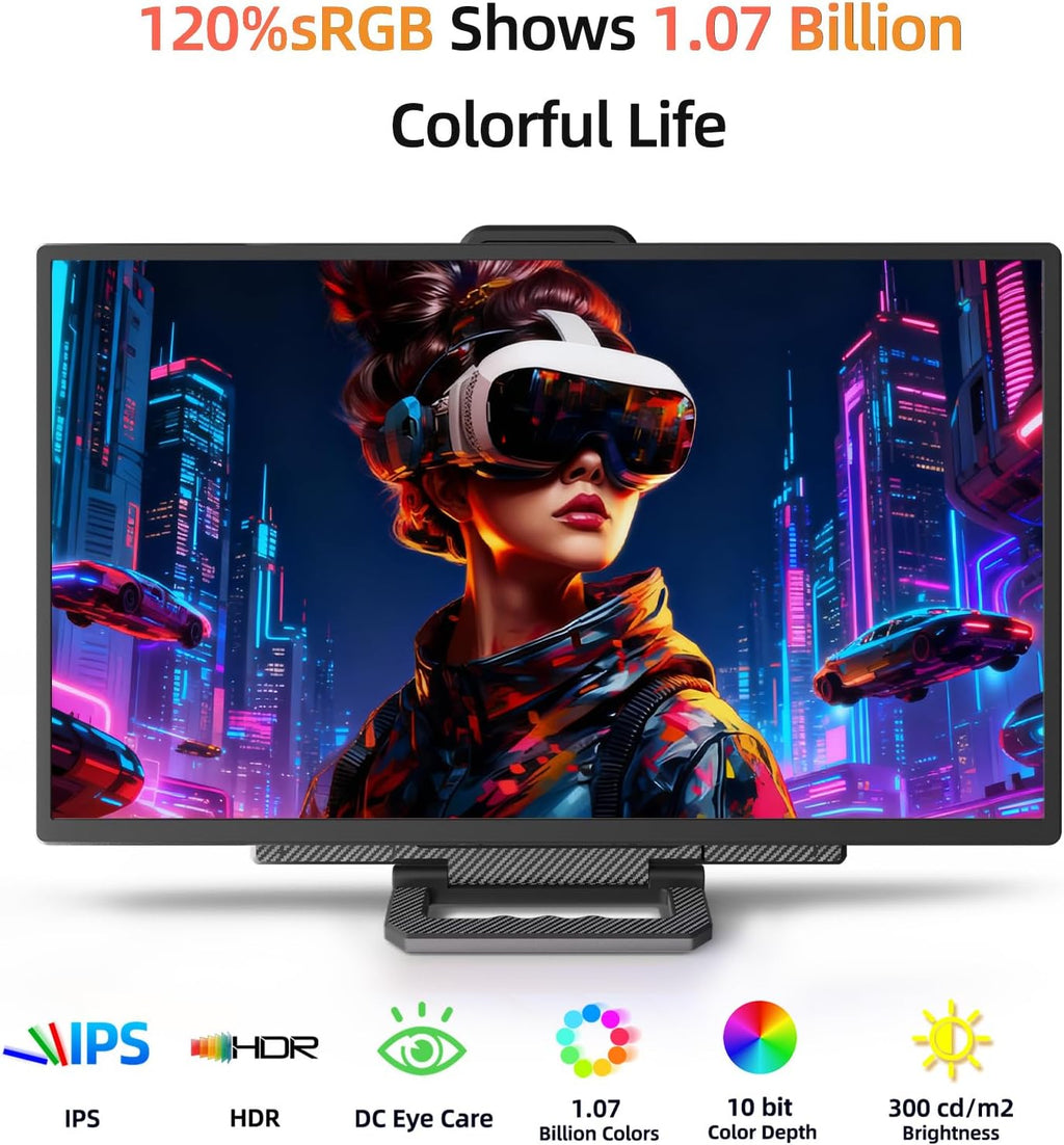 23.8' Large Portable Monitor - 1080P FHD 100Hz IPS HDR Second Screen, HDMI/USB-C Gaming Monitor with Magnetic Stand(Height-Adjustable & Rotatable), Speakers, VESA Mount Display for Laptop/MacBook/PC