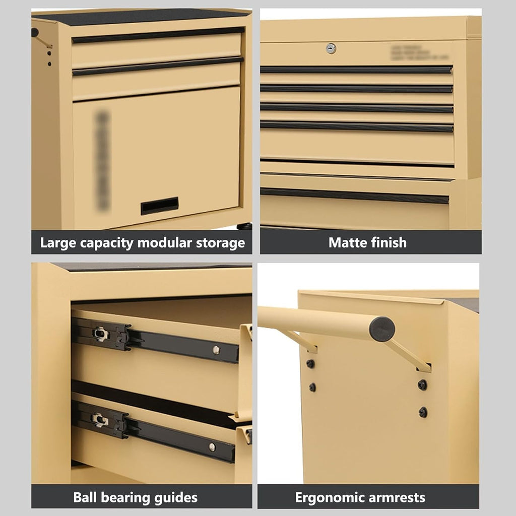 Multifunctional 7-Drawer Rolling Tool Chest, Tool Storage Cabinet w/Wheels, Detachable Top, Tool Organizer Box for Garage, Warehouse & Repair Shop for Garage(Green)