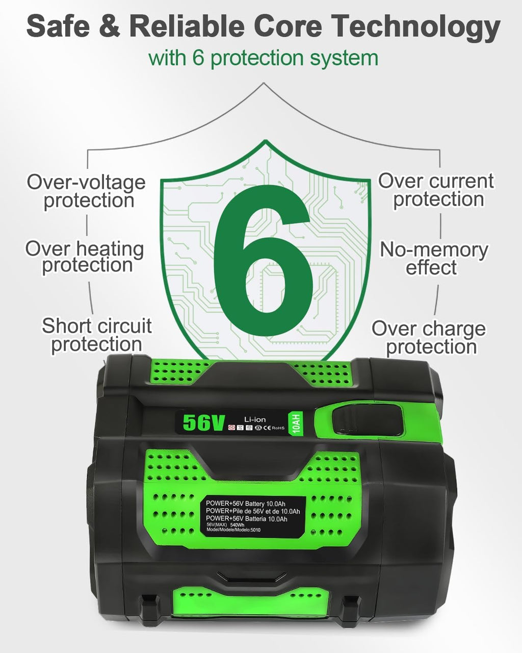 10.0Ah Replacement for EGO Battery 56V BA2800 BA1400 BA4200 Compatible with EGO 56V Battery Power Tools CS1403 CS1604 HT2400 LB5804 LB6500 HTA2000 PH1400