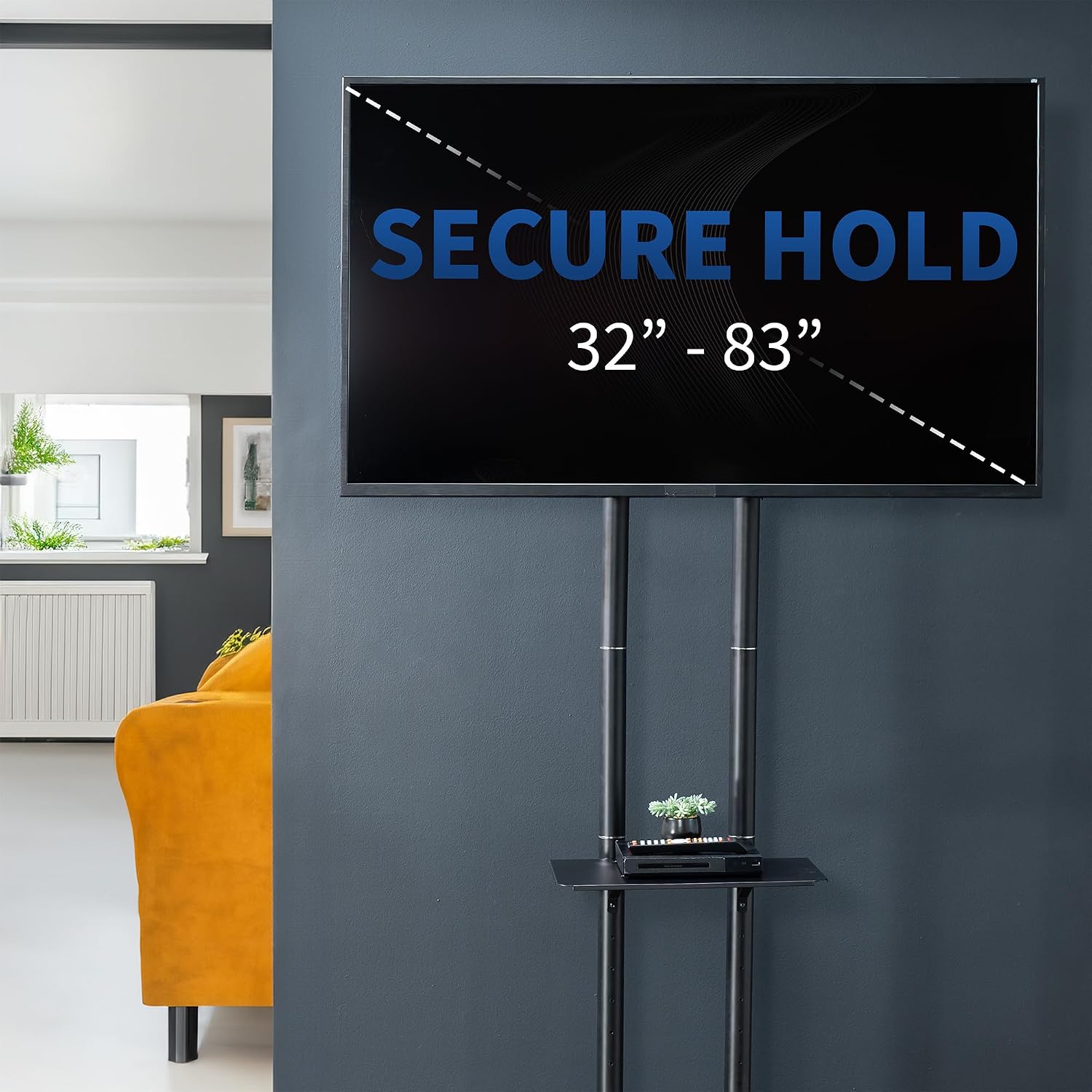 VIVO Tall TV Cart for 32 to 83 inch Screens up to 110 lbs, LCD LED OLED 4K Smart Flat and Curved Panels, Rolling Stand with Laptop DVD Shelf, Locking Wheels, Max VESA 600x400, Black, STAND-TV13E