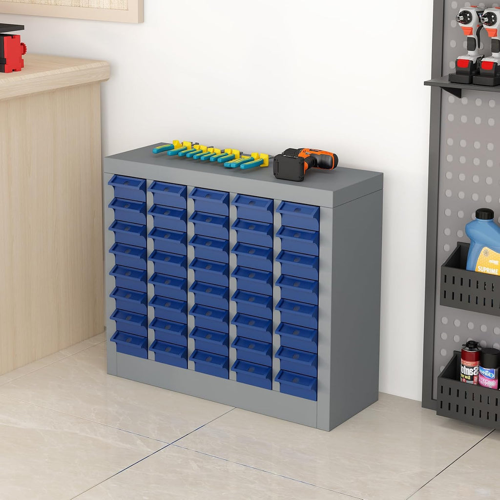 Part Cabinets with 40 Drawer Nut Bolt Screw Nail Storage Organizer for Garage Organization, Lego Storage, Teacher Toolbox, Parts Bins Organizer for Shop, Hardware Organizer Containers