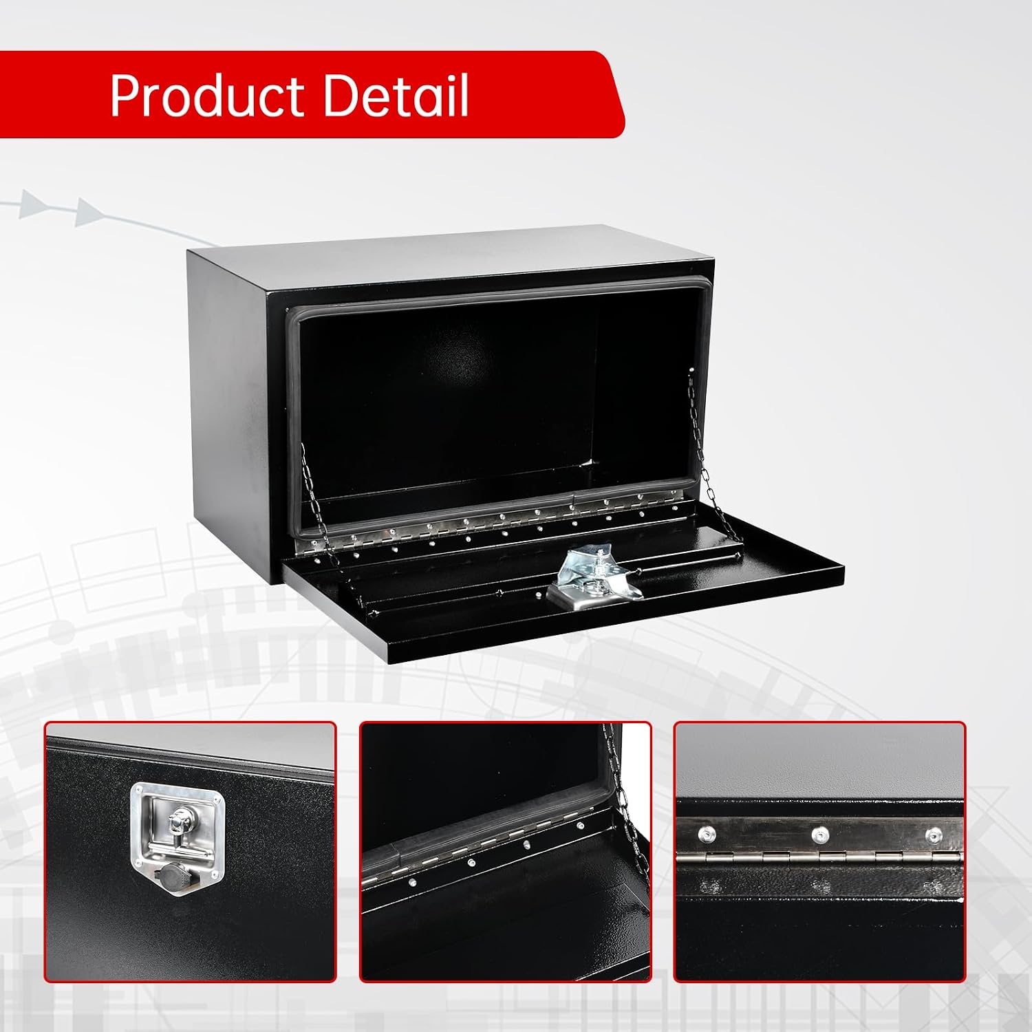 24'' Inch Steel Underbody Truck Tool Box & T-Handle Latch Heavy Duty For Trucks Trailers RV ATV Pickup Trucks Flatbeds Organization Storage Job Tool Chest -24'(L) x 12'(W) x 14'(H) Black