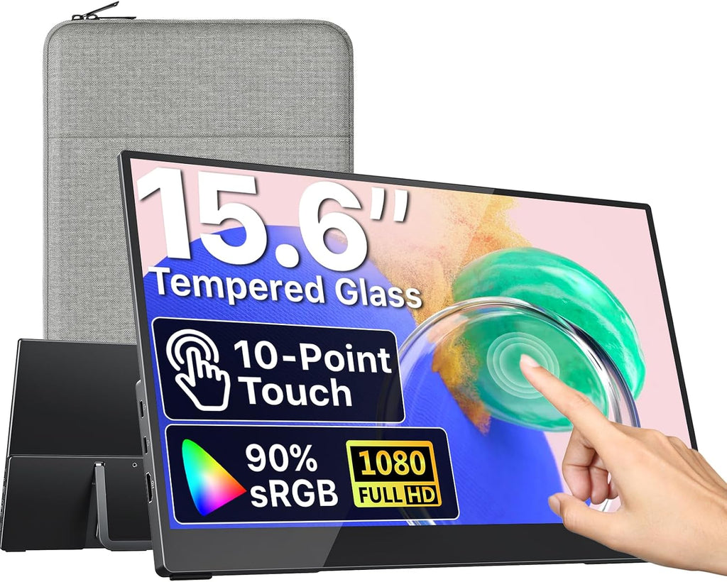 VisionOwl Portable Monitor for Laptop, IPS USB-C HDMI Travel Second Monitor for MacBook Pro Air, PC, PS5, Xbox, Portable Second Screen, Built-in Kickstand, Speakers, VESA Mountable, 15.6