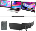 BOSII Laptop Screen Extender Monitor - 14 Inch Portable Triple Thin Monitors IPS FHD 1080P HDMI/USB-A/Type-C for 13'-17' Laptops Compatible with Windows Mac Travel Work