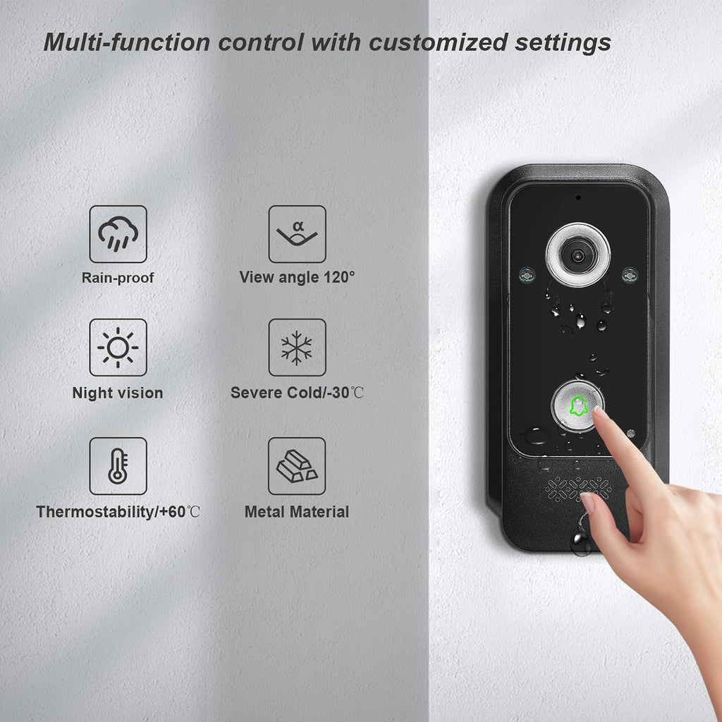 Wifi Wired Video Doorbell System (Wiring Required), 10 Inch High-Definition Monitor +Ring Camera, Support Two-Way Intercom Tuya APP Remote Control & 1080P IR Night Vision for Villa Home Apartment