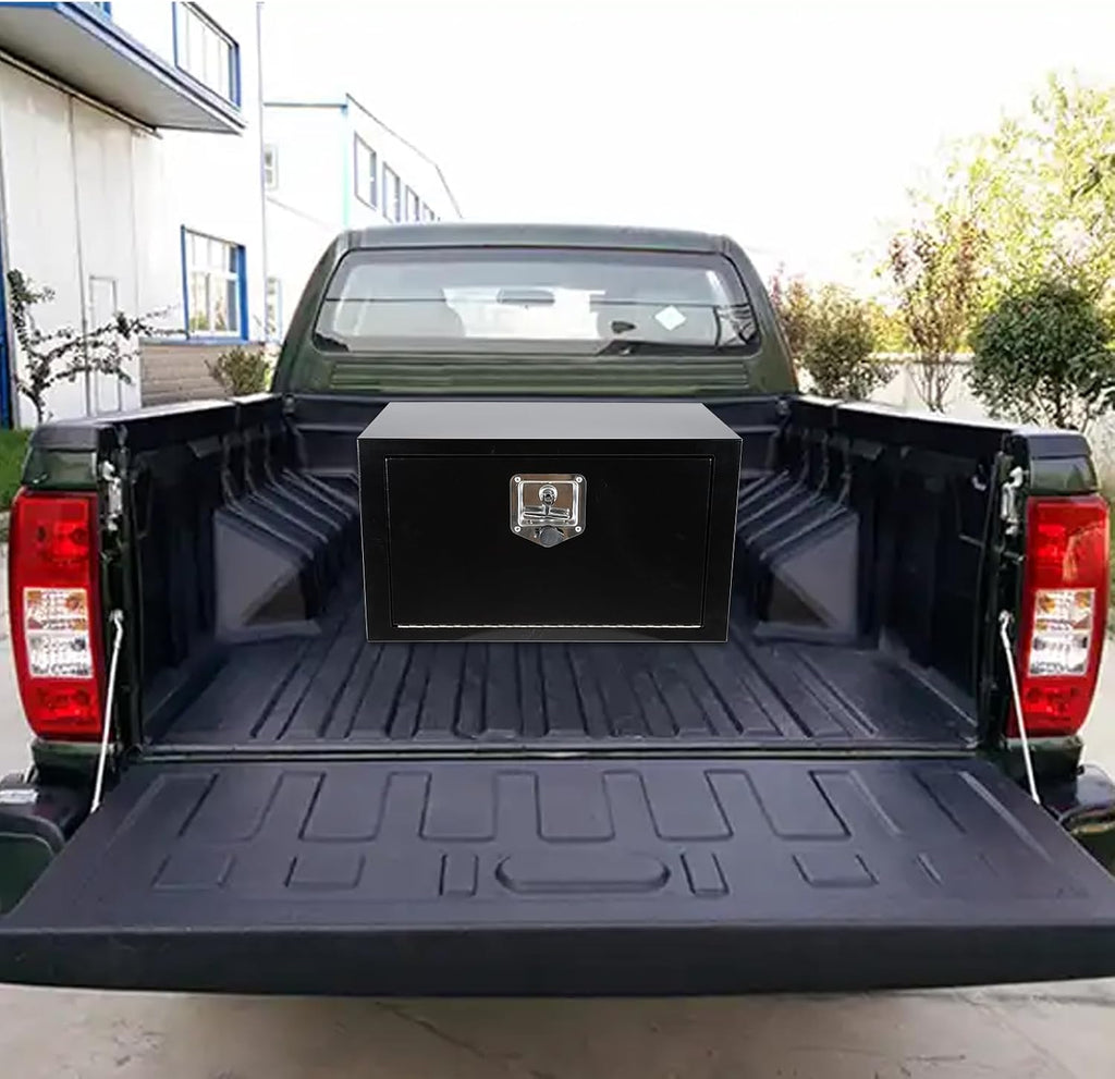 24 Inch Underbody Truck Tool Box with T-Handle Lock,Heavy Duty Truck Storage Organizer Tool Box Chest For Storage Smooth Surface Waterproof, 24'x 12'x 14' inch Black