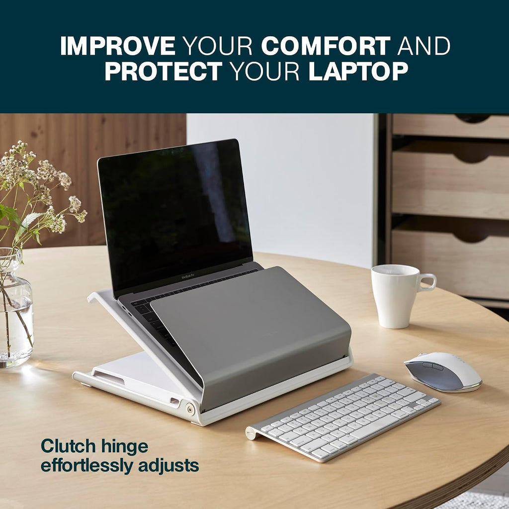 Humanscale L6 Silver Laptop Stand, Ergonomic Notebook Stand for Desk for Good Posture, 360° Swivel Adjustable Laptop Riser, Ideal Laptop Holder for Workstations or Home Offices