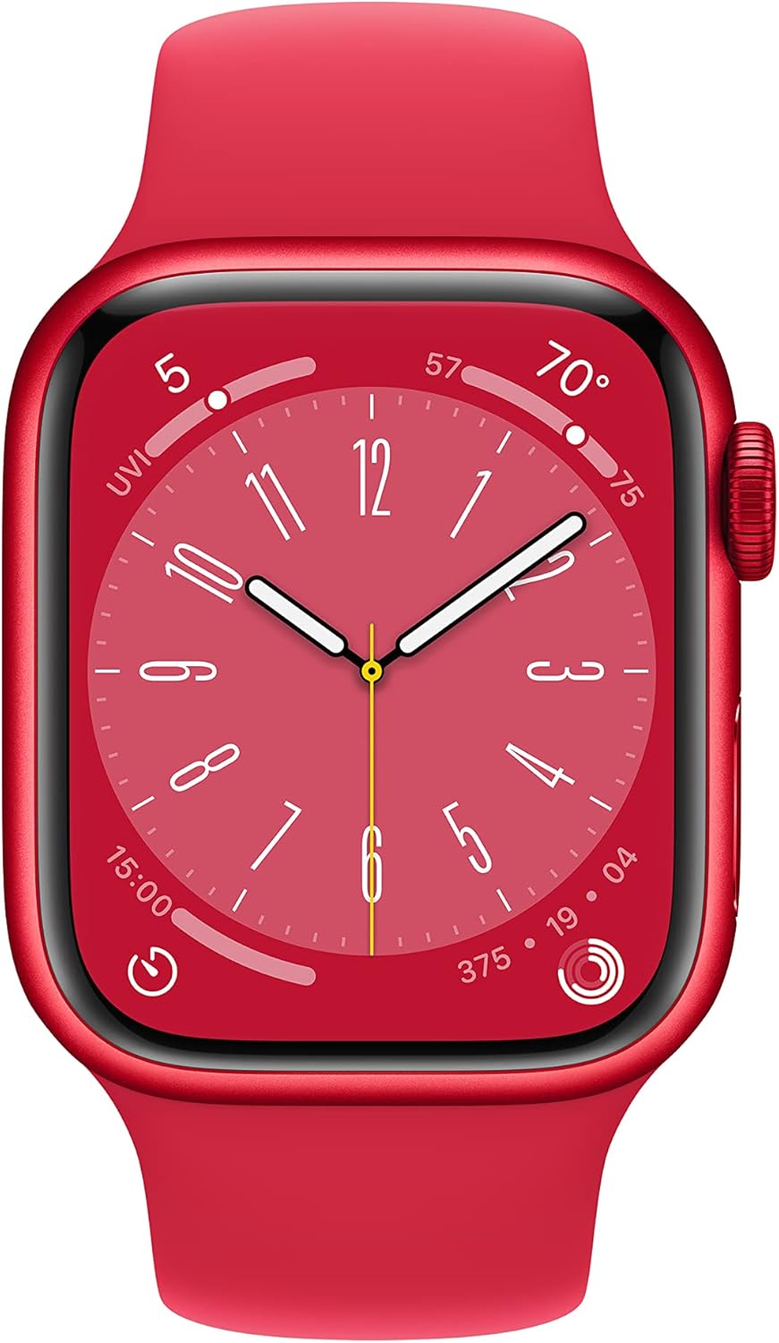Apple Watch Series 8 [GPS, 41mm] - (Product)RED Aluminum Case with (Product)RED Sports Band, M/L (Renewed)