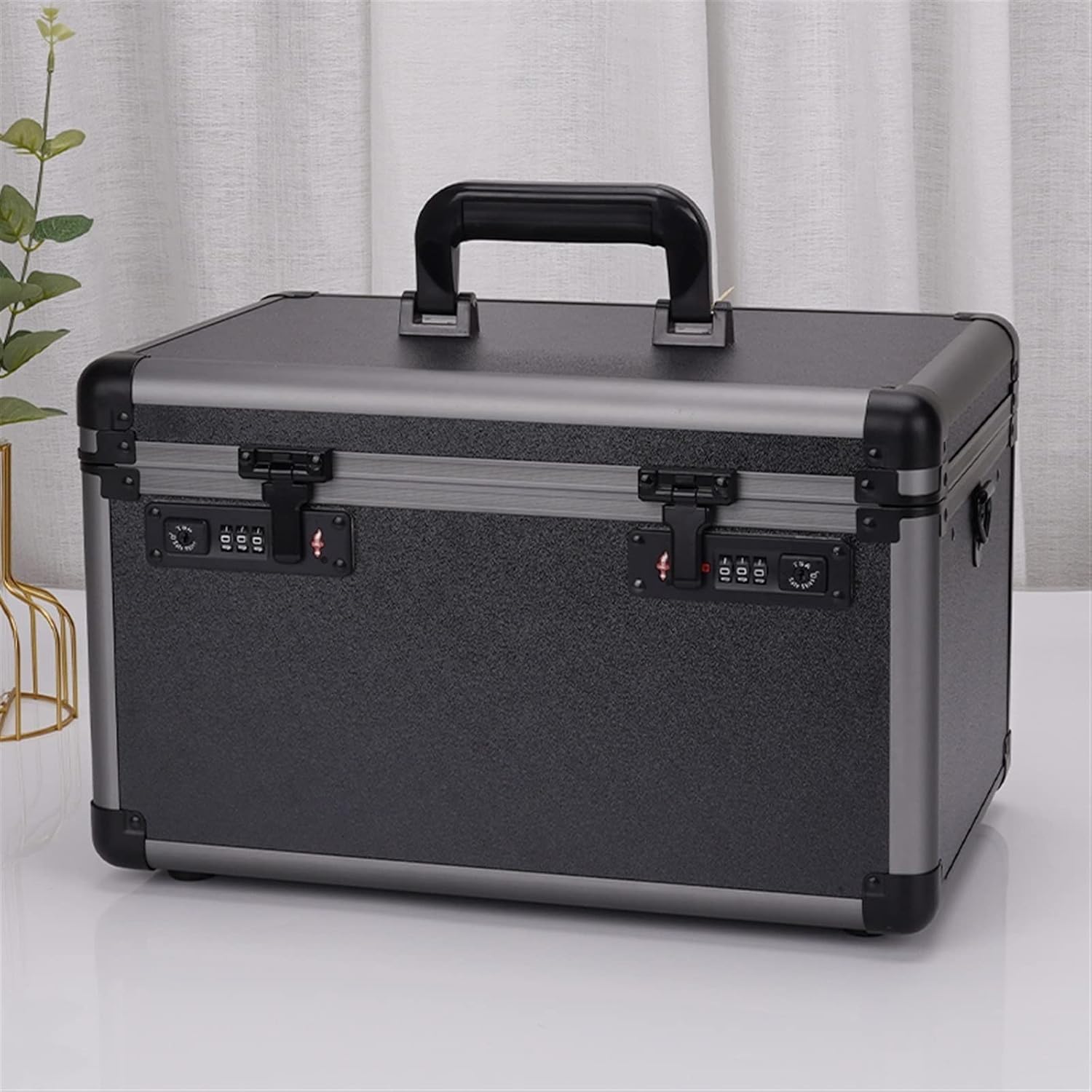 Portable Tool Box Aluminium Tool Storage Box Portable Tool Box for Tool, Hobby or Craft Storage Tool Box with Dual Combination Lock, Black Small Parts Box (Size : CH)