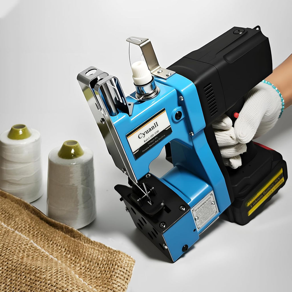 Bag Sewing Machine-Portable Battery Handheld Cordless Bag Sewing Machine,Automatic Bag Stitcher With Thread for Burlap Sack, Canvas,Feed Sacks,Rice Bags,Jute Bags,Seed Bags(Machine+1 battery)-Blue