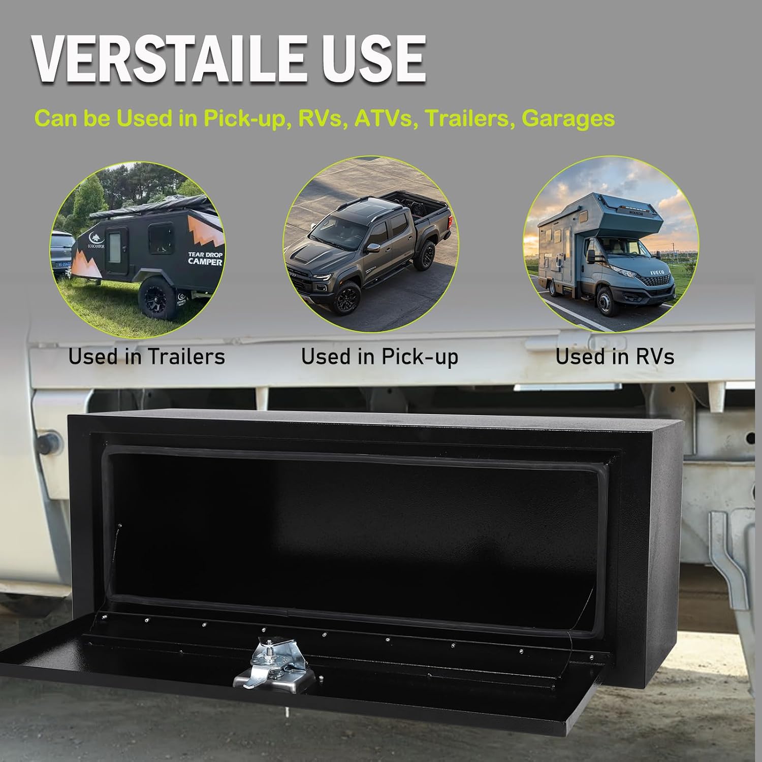 30 Inch Steel Underbody Truck Tool Box with T-Handle Lock, Heavy Duty Contractor Toolbox For Organization And Storage, Job Tool Chest, 30'x 18'x 18' inch Black