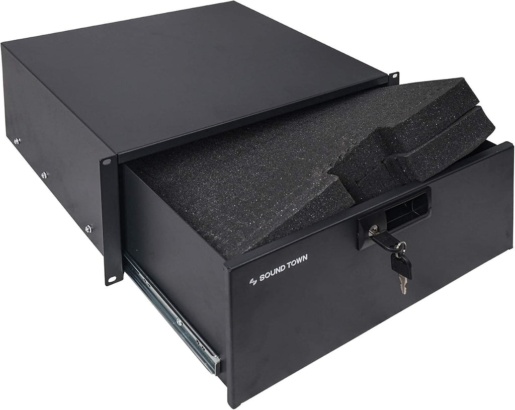 Sound Town 19-inch 4U Locking Rack Drawer, with Protection Foam (STRD-4D)