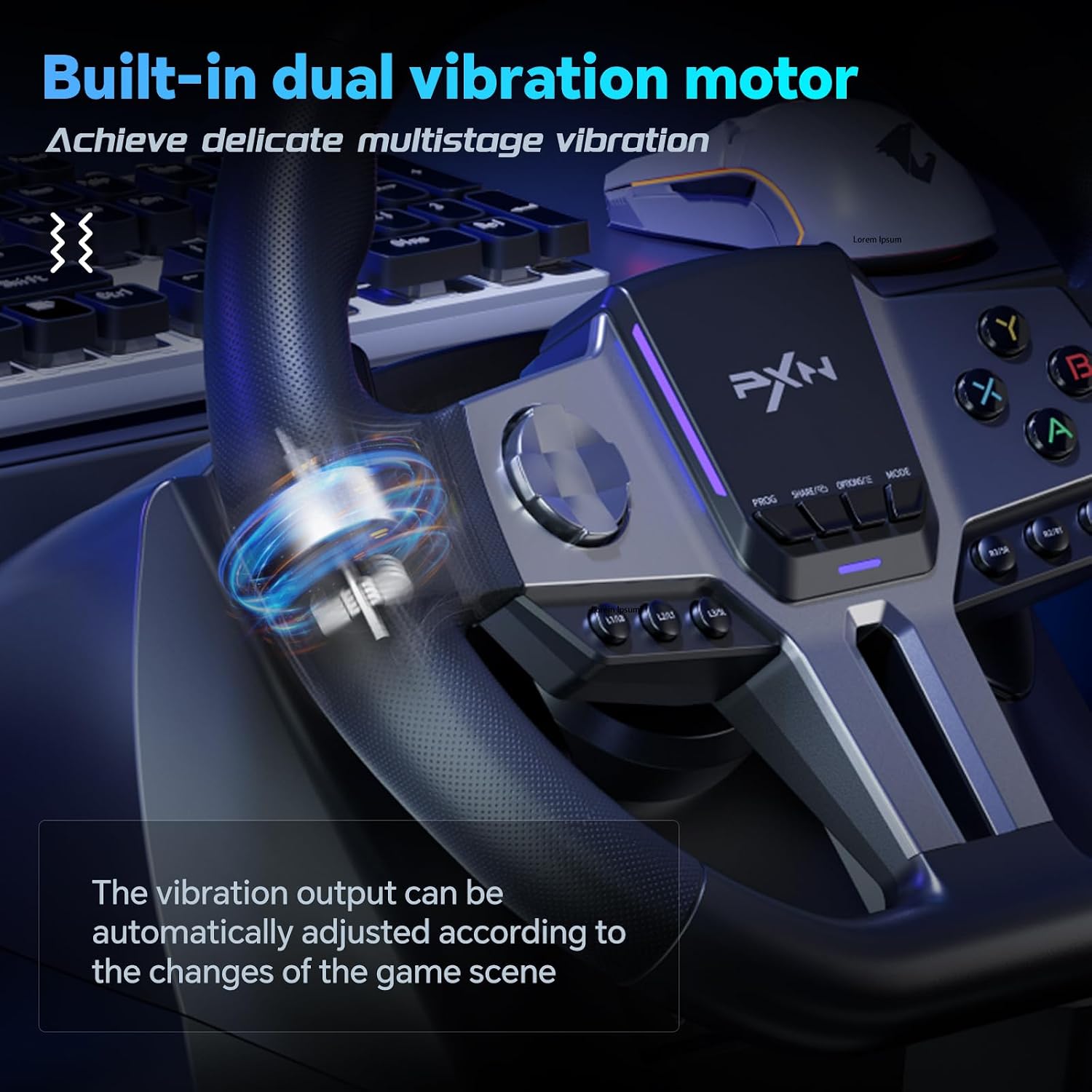PXN V9 GEN2 Gaming Steering Wheel for PC, Xbox & PS4-270°/900° USB Sim Racing Wheel with Hall 3-Pedal Set, H-Pattern Shifter, Dual Paddles, Vibration Feedback, Pedal-Responsive RGB & App Support