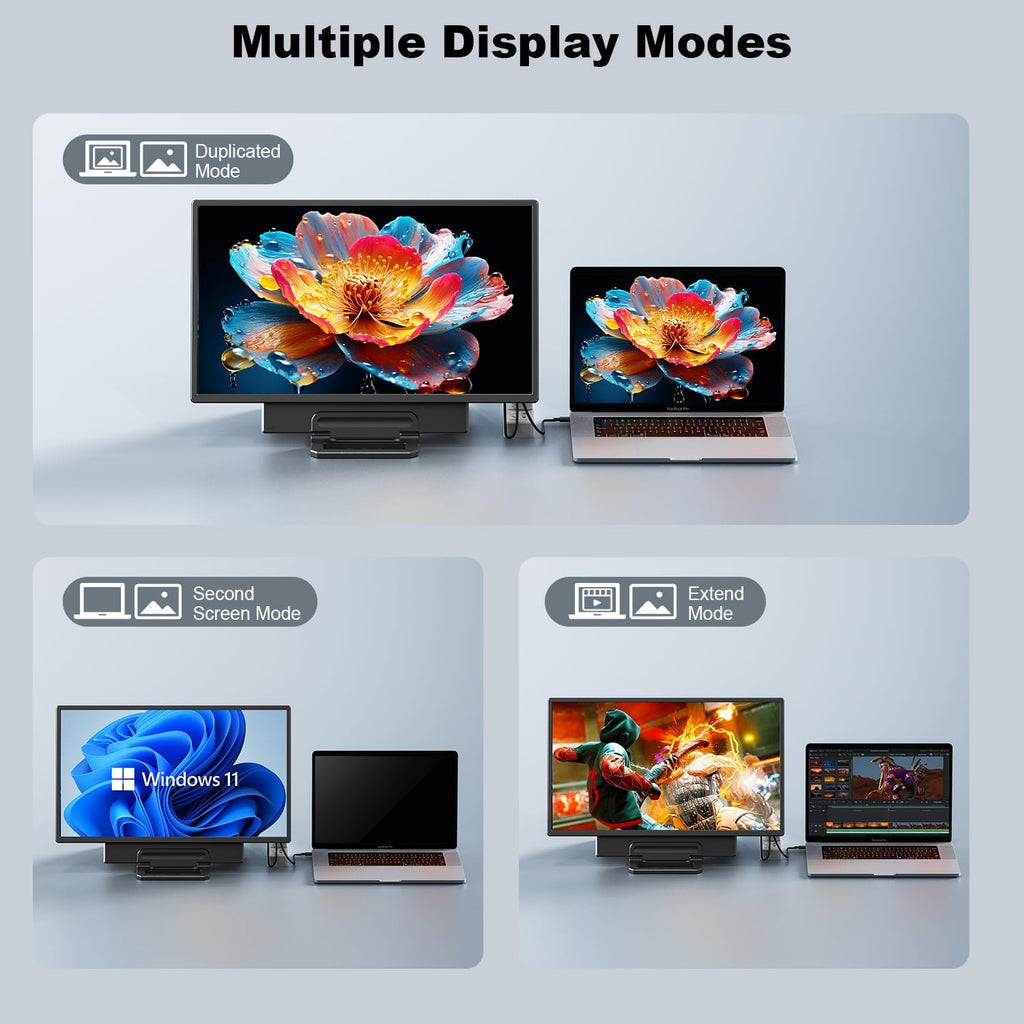 24' Large Portable Monitor, 1080P FHD 100Hz Laptop Screen Extender, 125% sRGB IPS Monitor Extender, USB C HDMI Office Gaming with Detachable Stand, Travel monitor for Window MAC Phone Xbox Switch