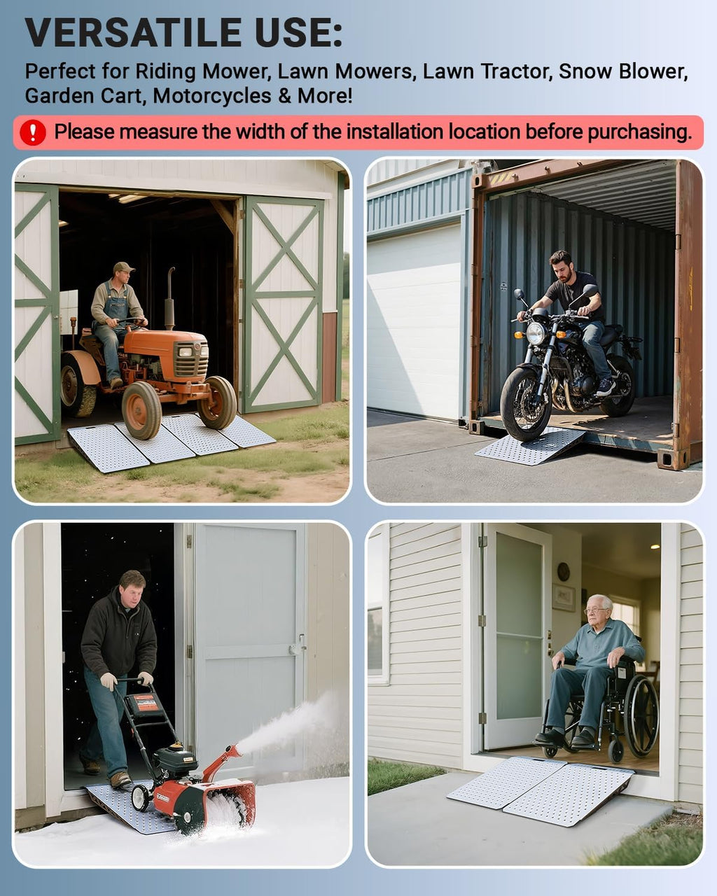 Heavy-Duty Shed Ramp Lawn Equipment Loading Ramps for Riding Mowers Bike Motorcycle Tractor Snow Blower Garden Cart,1500lbs Capacity Anti-Slip Punch Plate, Sheds Garage Access Ramp - 2 PCS