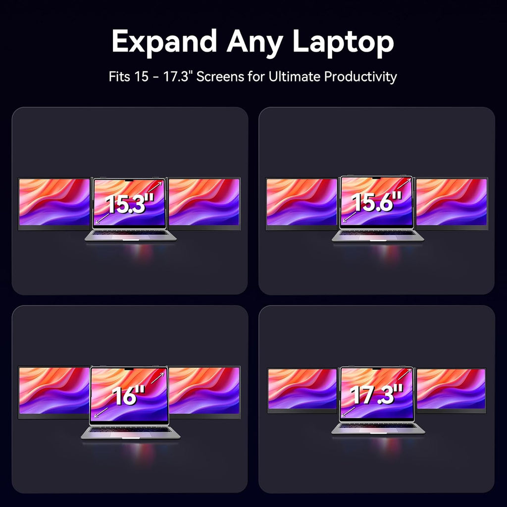 15.3' Laptop Screen Extender Portable, One Cable Connection Double Laptop Monitor FHD 1080P IPS, Ultra Thin Dual Monitor for 13-17' Laptops, Plug&Play Compatiable with Win/Mac/Chrome/Android/Switch