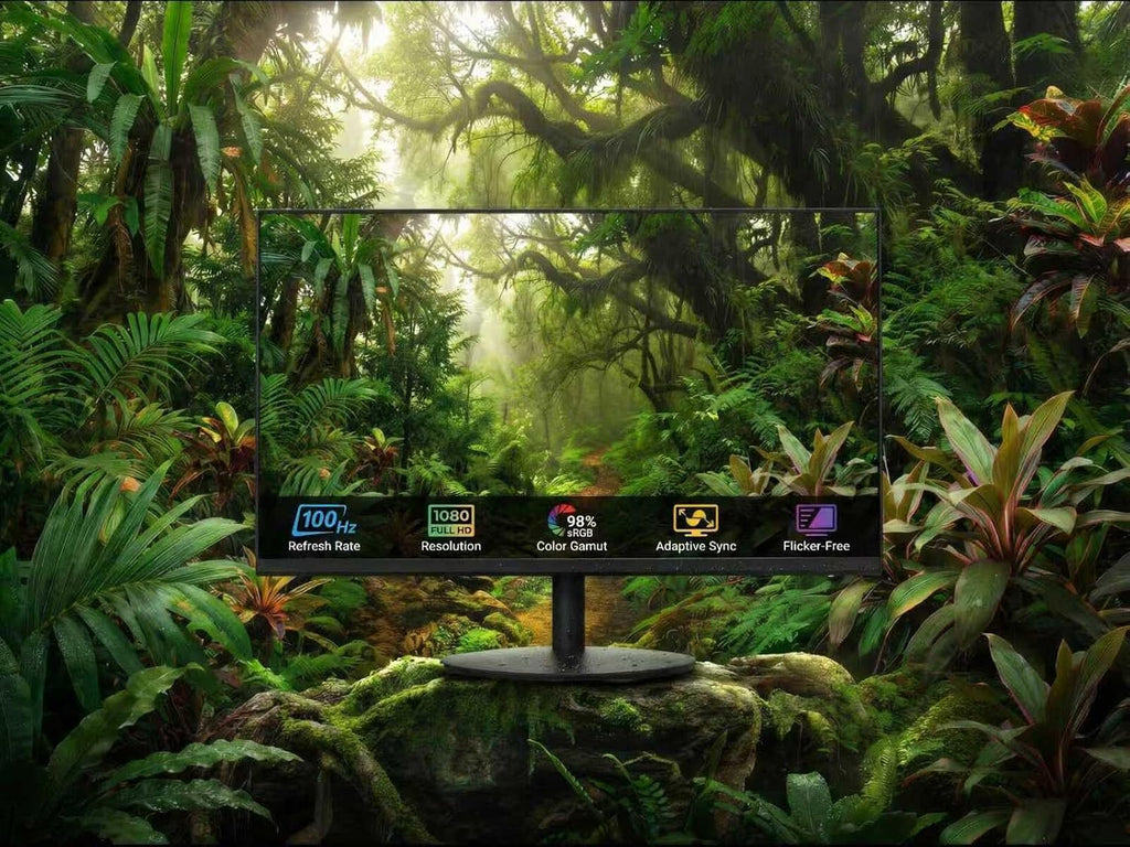 27 Inch Monitor - 1080P, VA, Full HD, Frameless, 100Hz, 1ms, Adaptive-Sync, for Working and Gaming, Low Blue Light, Flicker Free, HDMI, VESA Mountable (100x100mm)