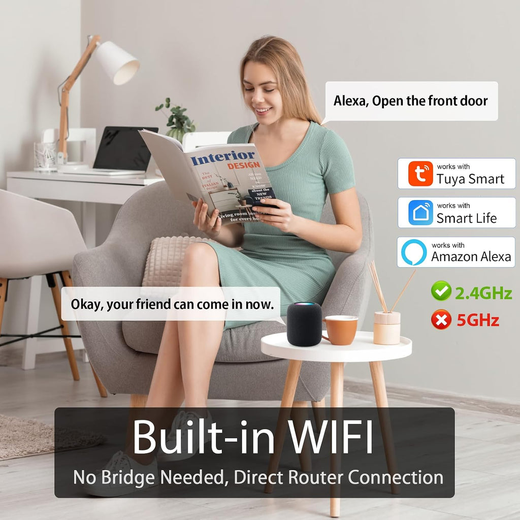 Smart Door Lock with Camera Deadbolt with Video Doorbell PIR Motion Detection Front Door Lock with Fingerprint Keypad Code Long-Lasting Battery Built-in Wi-Fi No hub Required No Drilling