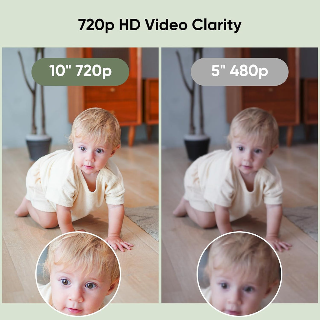 bonoch MegaView Baby Monitor No WiFi, 10' 720p Video Baby Montior with Camera and Audio, Up to Quad Split Screen, 10000mAh Battery, VOX Mode, Remote PTZ, Night Vision, for Multi-Child, Pets, Elderly