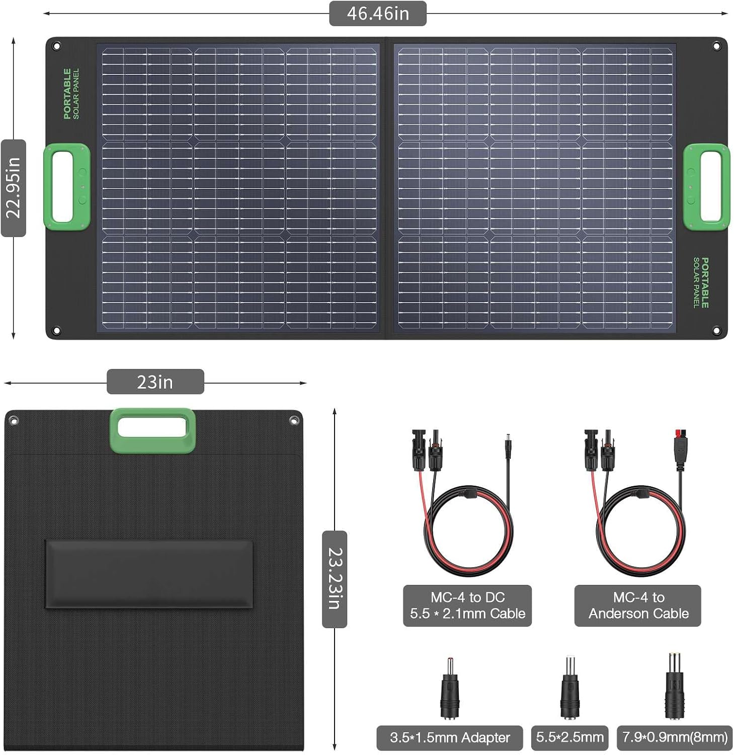 100W Portable Solar Panel for Power Station Generator, 20V Foldable Solar Cell Solar Charger with High-Efficiency Battery Charger for Outdoor Camping Van RV Trip