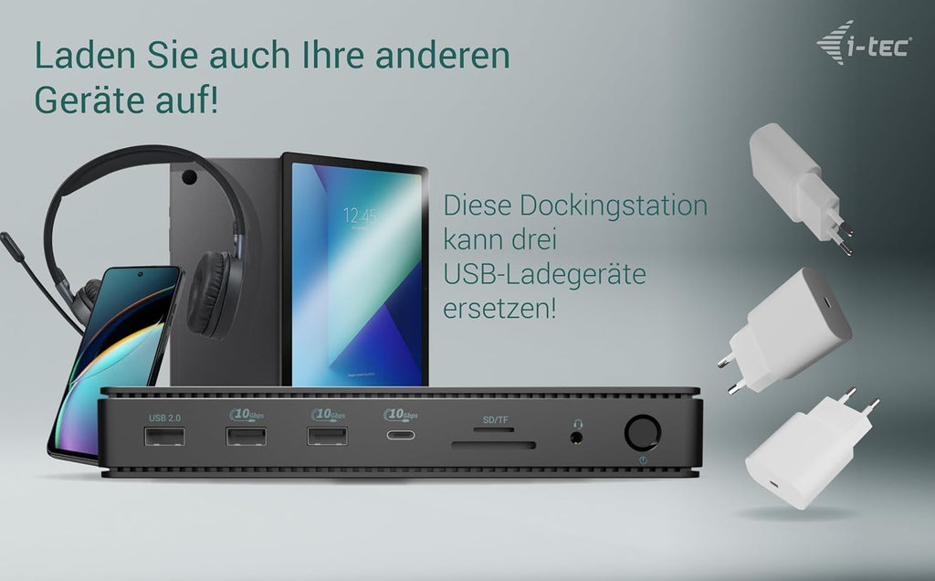 i-tec Thunderbolt 4 Generation 3 2X Display Dock 7X USB, 2.5 GLAN, PD 92W, 1 m TB4 Cable