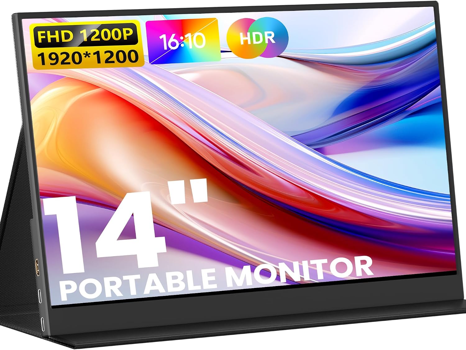 KEEPTIME Portable Monitor 14inch FHD 1920 * 1200P Travel Monitor, USB-C HDMI Laptop Monitor with Dual Speakers, HDR Plug&Play, External Monitor for Laptop Mac PC Phone Xbox PS5