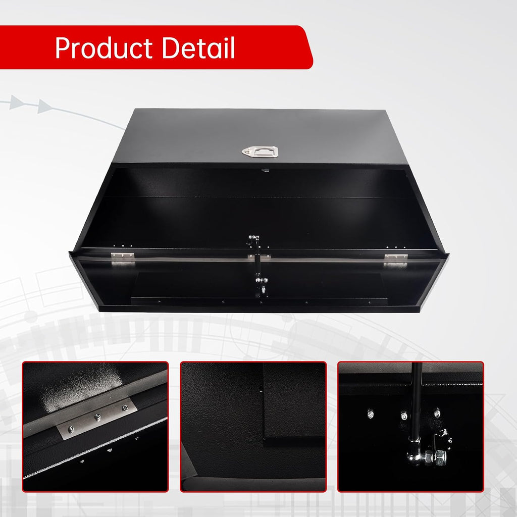 49'' Inch Steel Trailer Tongue Truck Bed Tool Box Heavy Duty For Trailers, RV, ATV, Pickup Trucks, Flatbeds - 49 x 15 x 18.5 Inch Black