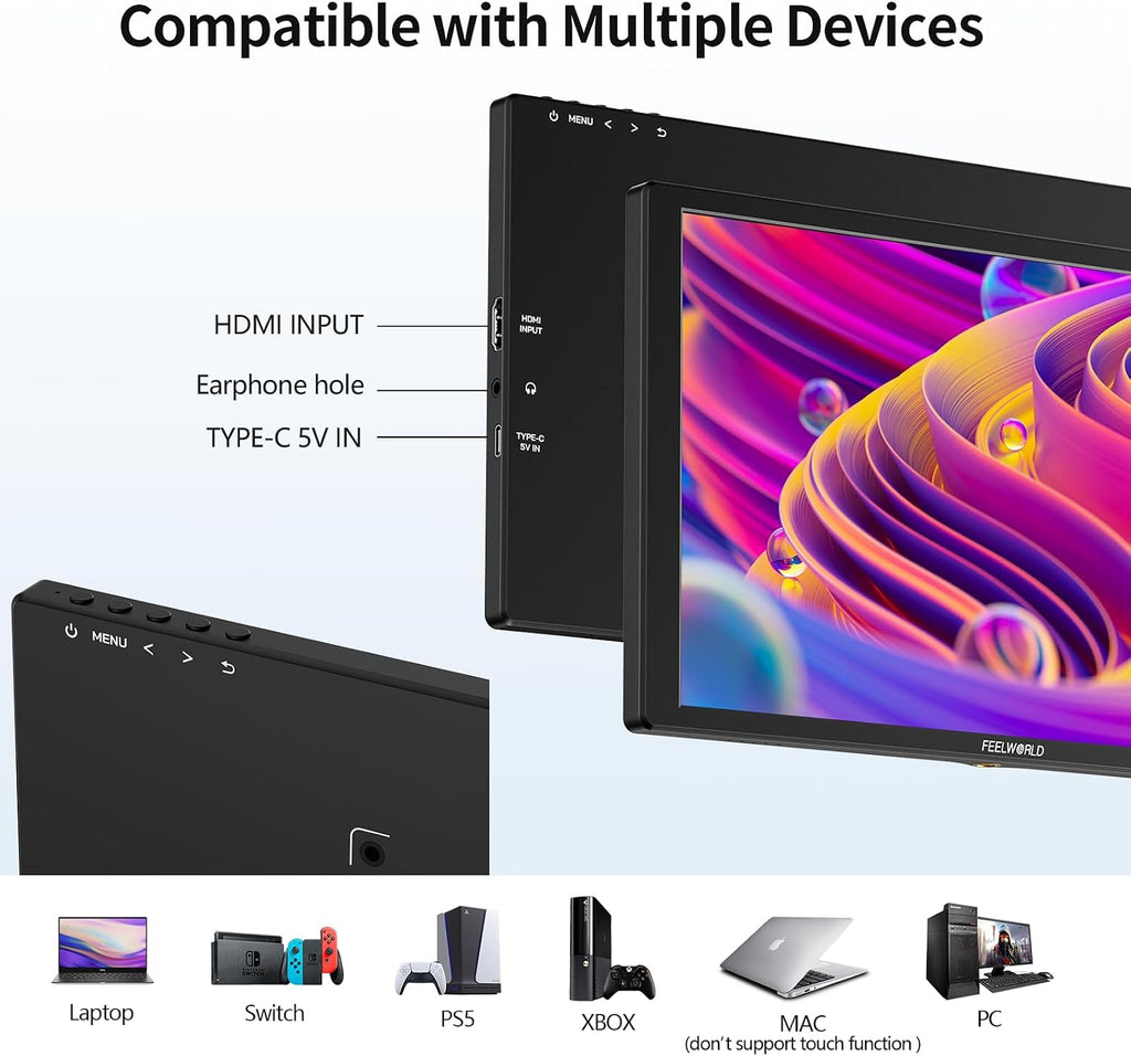 FEELWORLD D10 10.1inch 1920x1200 Telepromter Monitor Build-in Speakers 75mm Vesa,Image Flip Portable Touchscreen HDMI Monitor Compatible for for PC, Camera, Game Console
