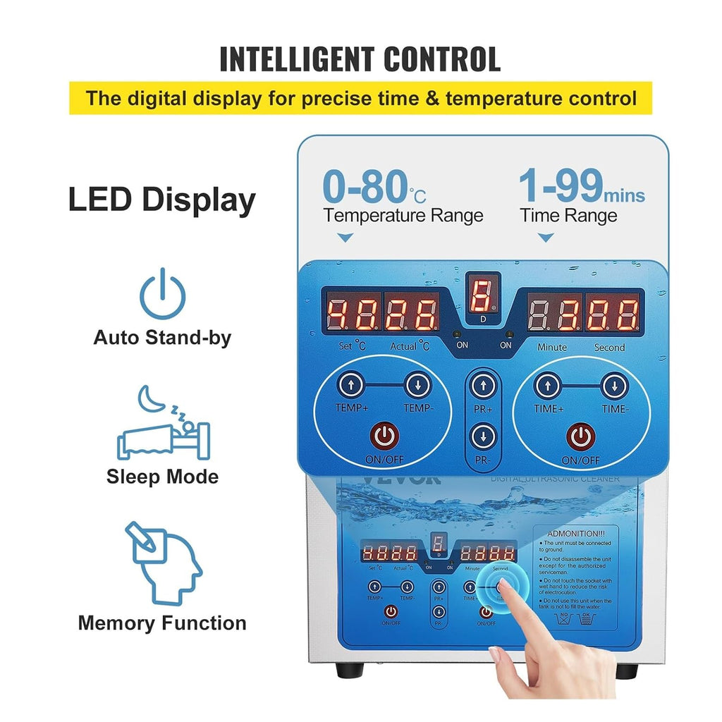 Ultrasonic Cleaners, 3L 6L 10L 15L Ultra Cleaner Mini Portable Washing Machines 36-40KHz Adjustable Frequency Dish Washers Home Appliance(3L)