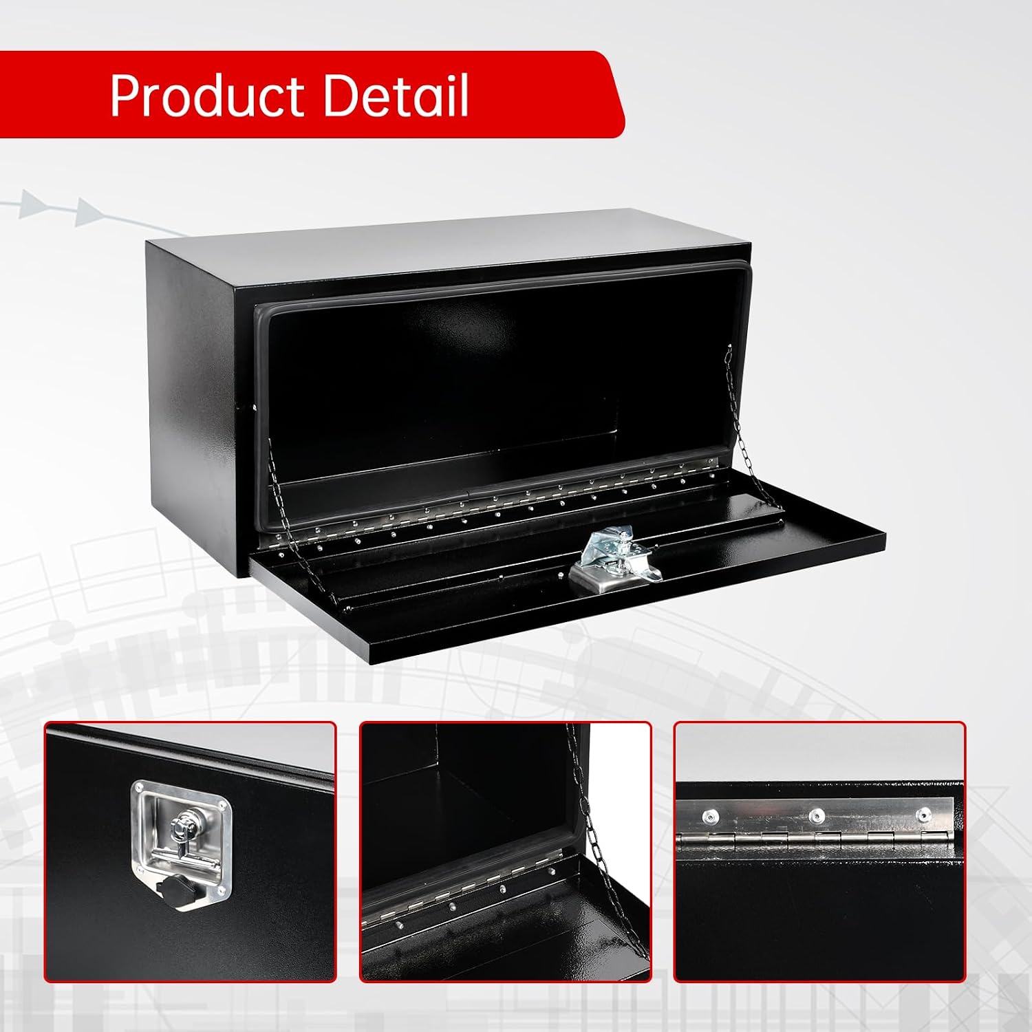 30'' Inch Steel Underbody Truck Tool Box & T-Handle Latch Heavy Duty For Trucks Trailers RV ATV Pickup Trucks Flatbeds Organization Storage Job Tool Chest -30'(L) x 12'(W) x 14'(H) Black
