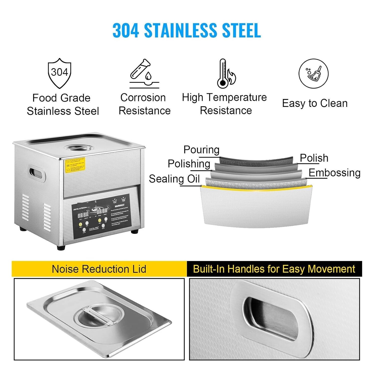 Ultrasonic Cleaners, 3L 6L 10L Ultra Cleaner W/Degassing Function Portable Washing Machine Ultrasound Bath Diswasher Home Appliance(3L)
