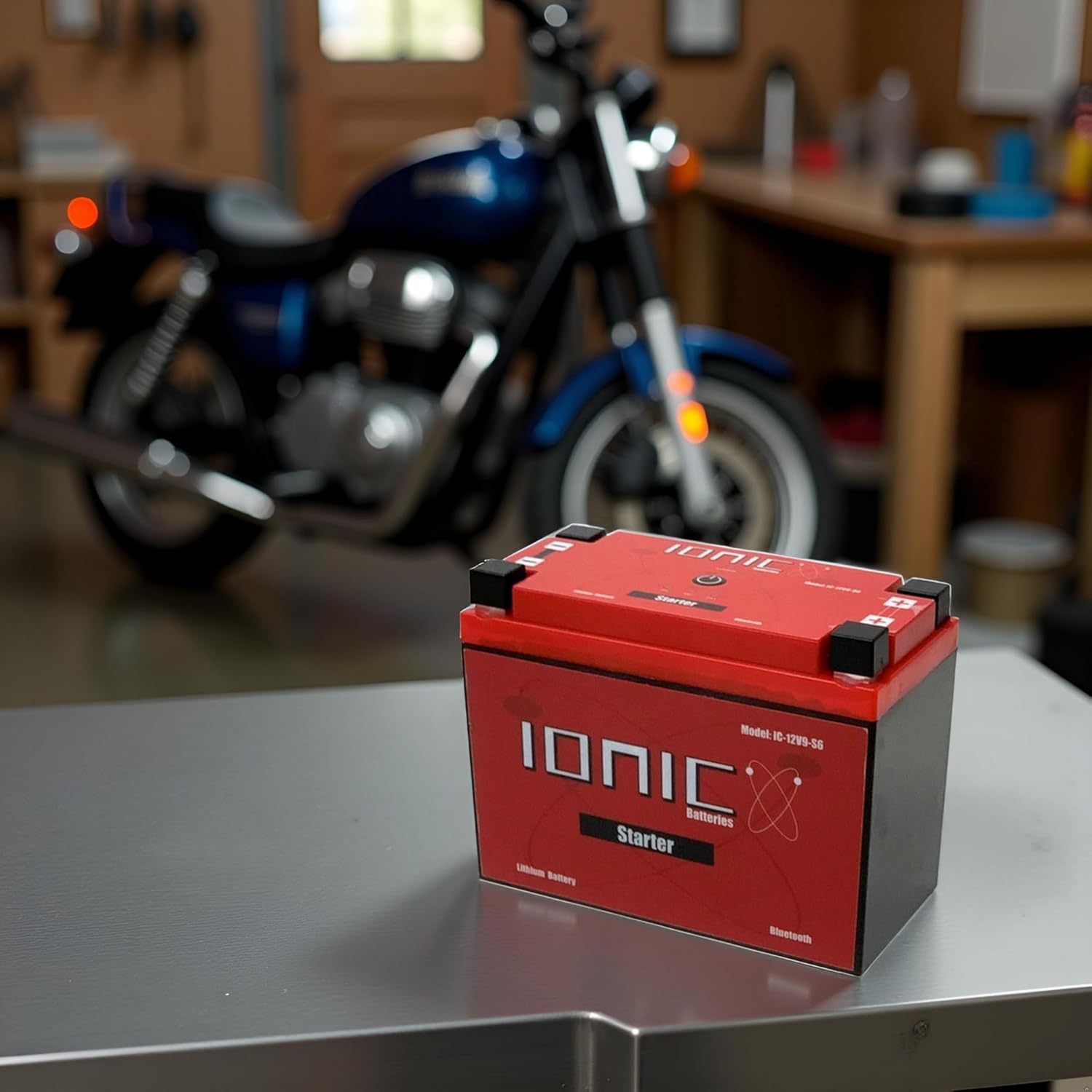 Ionic Lithium 12V Starter Battery for Powersports - 12V S6 | 720 CA LiFePO4 Battery for Motorcycles, UTVs, ATVs, & Jet Skis - Bluetooth Capability - 4.4lbs - IC-12V9-S6-P