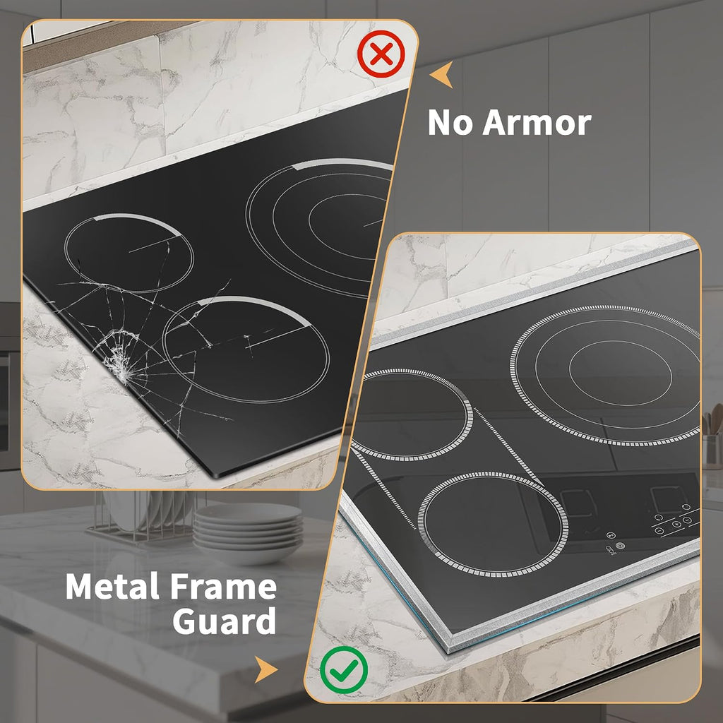 30 Inch Electric Cooktop, 4 Burner Electric Stove Top with Touch Control, 7800W Built-In Glass Stovetop with BBQ & Expandable Zone, 9-Level Adjustable, Child Lock, Timer, 220V-240V Hardwire
