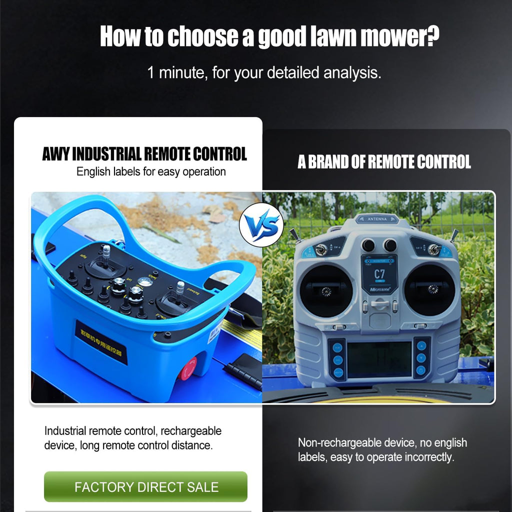 AIWEIYA-Remote Control Lawn Mower,Oil-Electric Hybrid Crawler Track Mower,1.1-5.9 Inch Cutting Height Professional Landscape and Estate Mower for 100% Slope(45°) Large Turf Grass Cutting