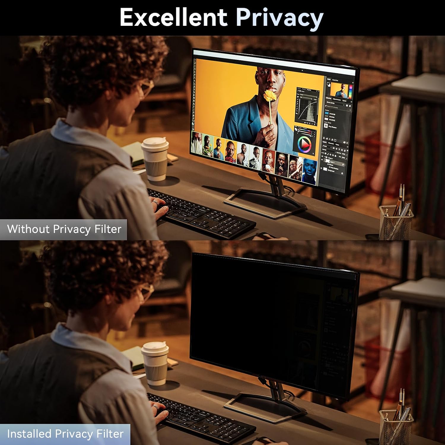 [2-Pack] 34 Inch Computer Privacy Screen Filter for 21:9 Widescreen Monitor, Removable Eye Protection Anti Glare Blue Light Filter Privacy Shield, Anti Spy Screen Protector Film 34 in