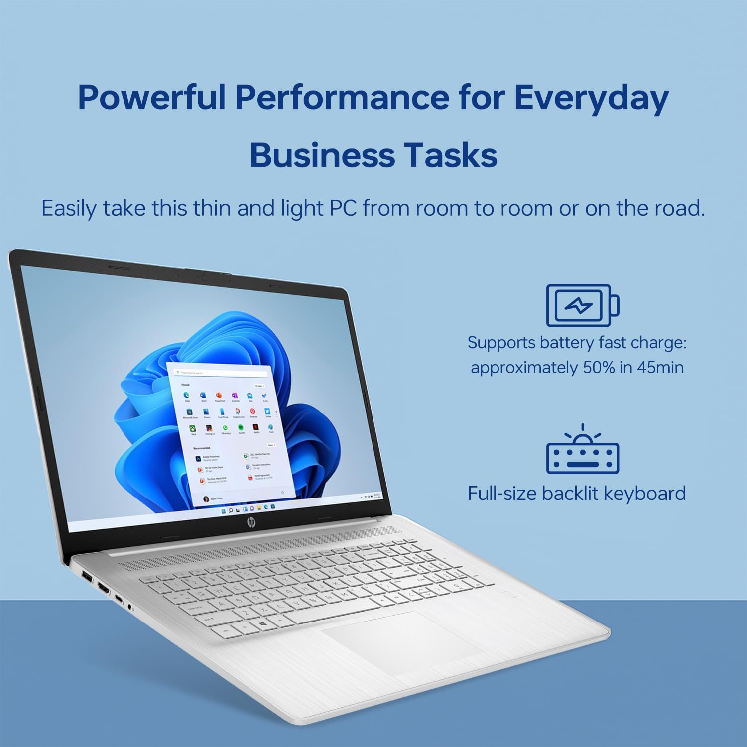 HP 17 Laptop, 17.3' HD+ Touchscreen, Intel Core i7-1255U Processor, 64GB RAM, 2TB SSD, Webcam, HDMI, Backlit Keyboard, Wi-Fi, Windows 11 Home, Silver