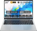 Auusda 16' Traditional Laptop Computer, i3 Processor 16GB RAM 1TB SSD Silver Laptops Notebook with Backlit Keyboard, Fingerprint, WiFi 6 Bluetooth 5.3 Laptops for Students & Office USB-C Port