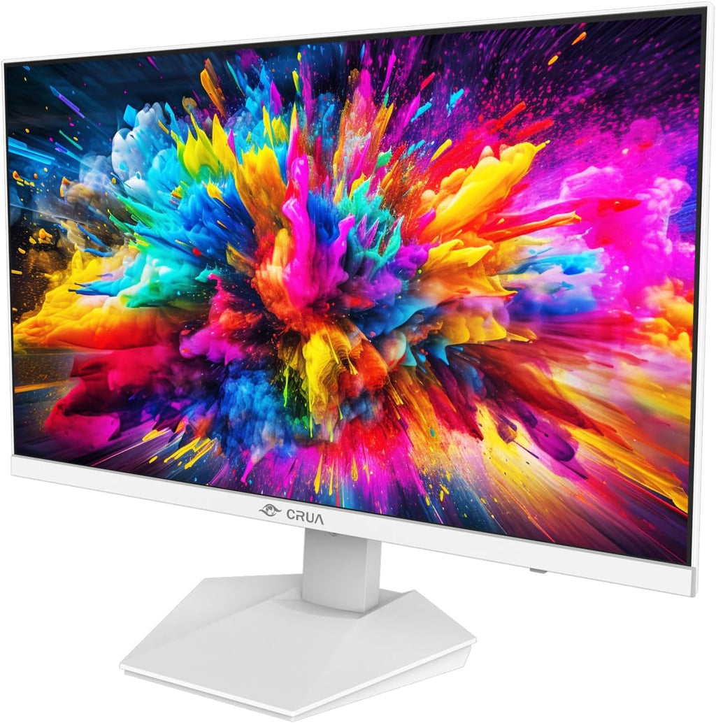 CRUA 27' 4K White Monitor, UHD(3840x2160P) IPS Panel, 60Hz Computer Monitor, Supports AMD Freesync, USB Type-C, 120% sRGB, Built-in Speakers, Wall Mountable, for Work, Streaming, and Home Office