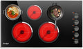 36 Inch Electric Cooktop - Built-in(34.25'x19.3') 5 Burner Electric Stove with 8400W High Power, 36' Large 5 Zones Radiant Ceramic Stove Knob Control, Residual Heat Indicator, 220V Hard Wired