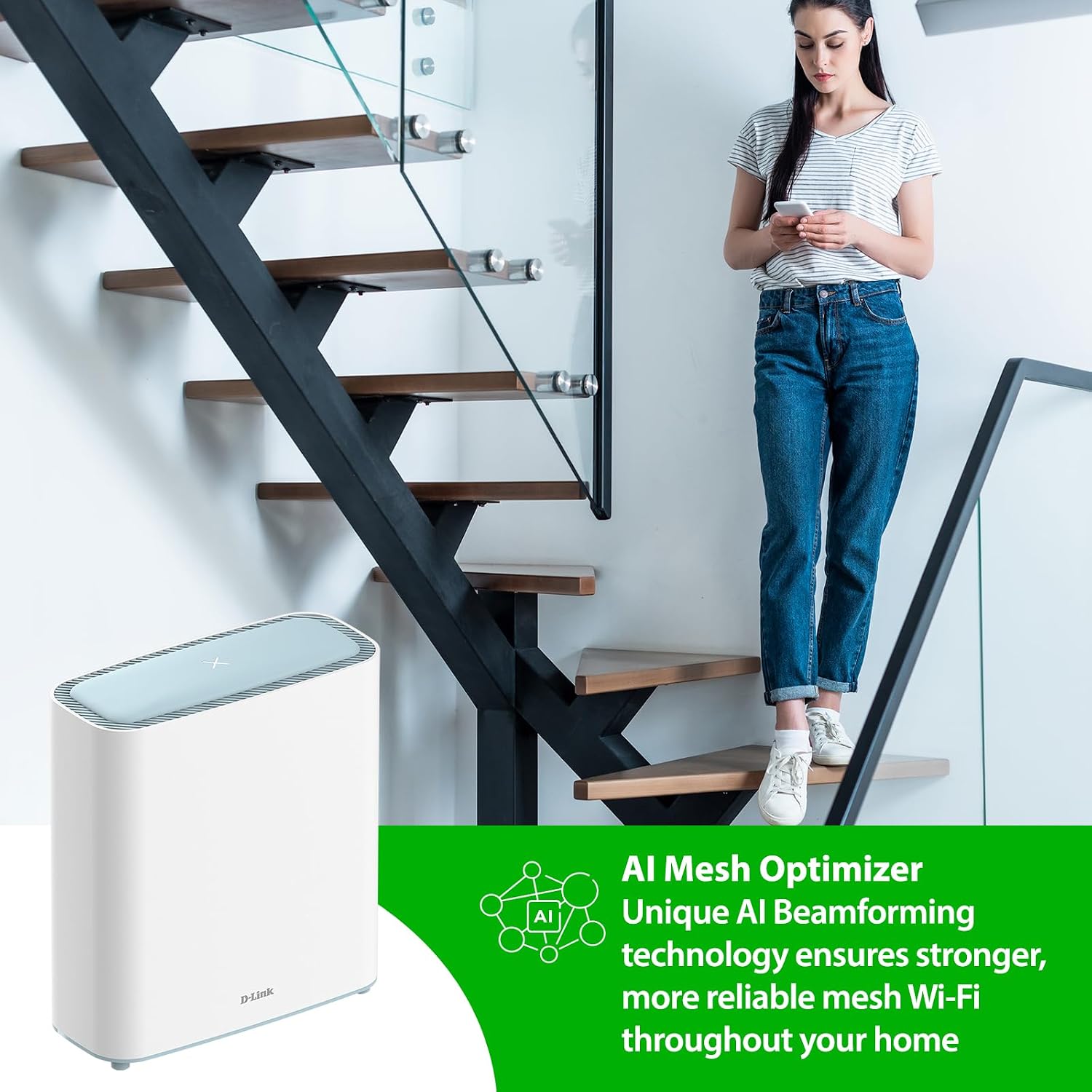D-Link Eagle Pro AI AX3200 Mesh WiFi 6 System- 2 Pack- 8-Streams, 802.11ax Router, Dual Band, OFDMA, MU-MIMO, Voice Control with Google Assistant and Amazon Alexa (Manufacturer Discontinued)