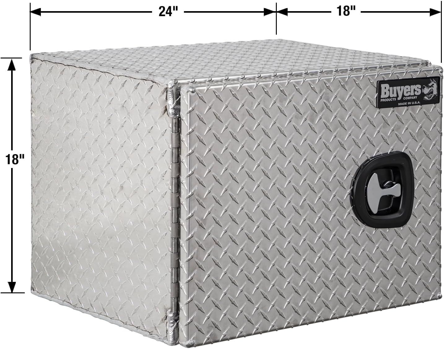 Buyers Products 1705200 Underbody Truck Tool Box with Barn Doors, 18x18x24 Inch, Diamond Tread Aluminum, Made in USA, Compression Latch, Weather Resistant, Toolbox for Flatbeds, Trailers & Work Trucks