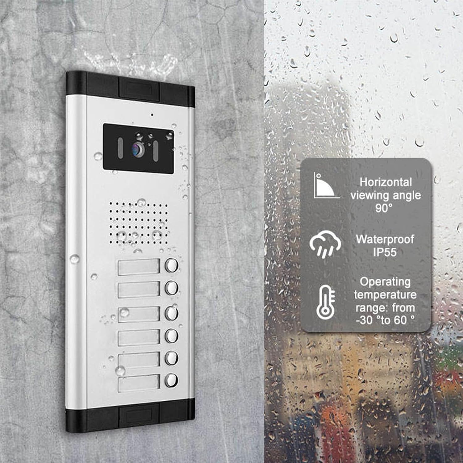 Wired Video Apartment Intercom System,2/3/4/5/6/8/10/12 Units Family 7 inch Monitor Video Door Phone Kit,Indoor Outdoor Video Doorbell,2 Way Audio for Home (1 Doorbell + 6 Monitor)