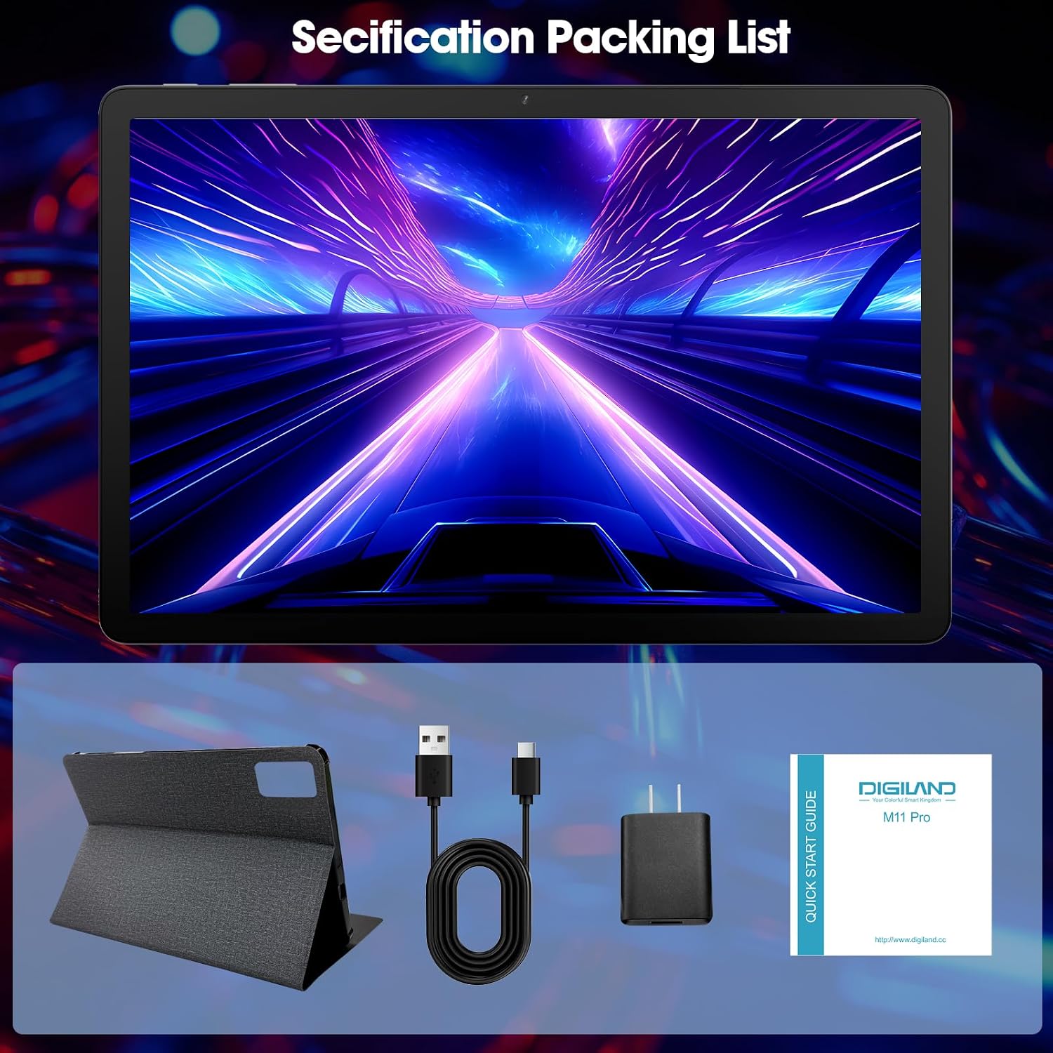 DigiLand 2025 Android 14 Tablet 11 inch Gaming Tablets MediaTek Helio G99 Octa-Core FHD 1920 * 1200 Display Android Tablet 16GB RAM+256GB Storage,Widevine L1 Support,WiFi 6,7500mAh(8+256GB)